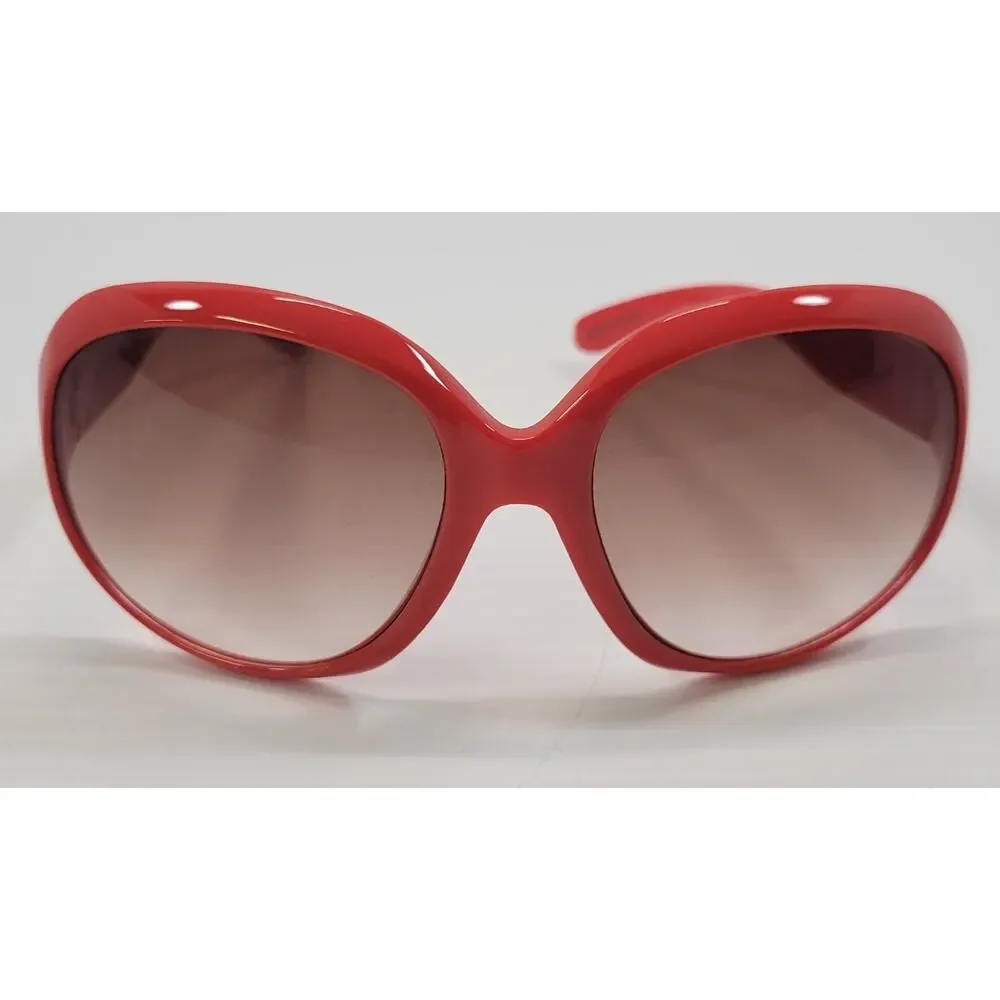 R) Women Oversized Red Circle Plastic Sunglasses